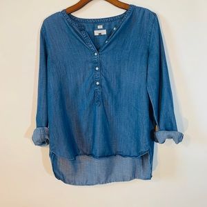 LOFT ROLLED UP DENIM BLOUSE